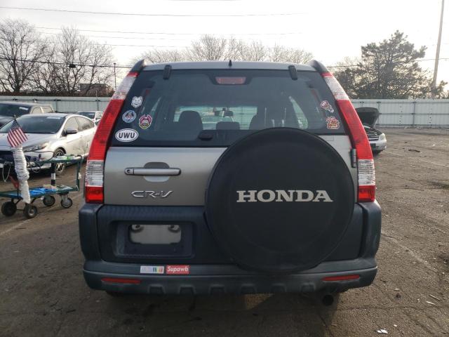 JHLRD68566C009262 - 2006 HONDA CR-V LX SILVER photo 6