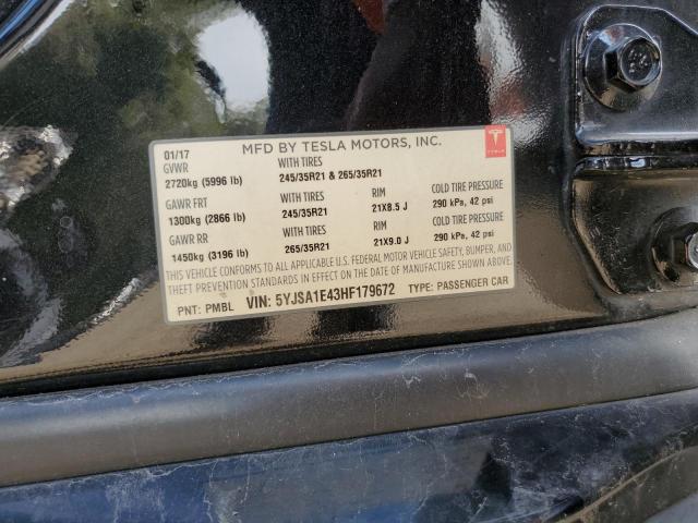 5YJSA1E43HF179672 - 2017 TESLA MODEL S Qara foto 12