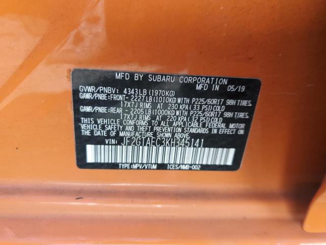 JF2GTAEC3KH345141 - 2019 SUBARU CROSSTREK PREMIUM Оранжевый фото 13