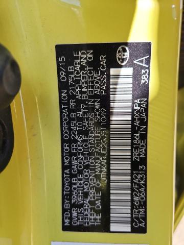 JTNKARJE2GJ511049 - 2016 TOYOTA SCION IM ყვითელი ფოტო 13