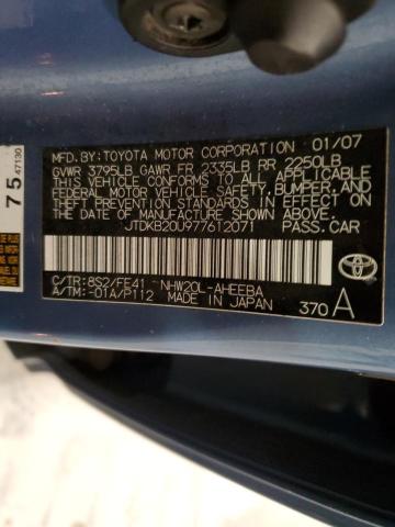 JTDKB20U977612071 - 2007 TOYOTA PRIUS BLUE photo 12