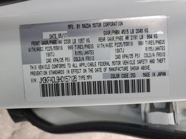 JM3KFADL9H0157126 - 2017 MAZDA CX-5 GRAND TOURING WHITE photo 13