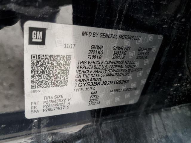 1GYS3BKJ9JR198263 - 2018 CADILLAC ESCALADE LUXURY Noir photo 13