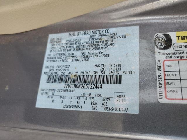 1ZVFT80N265122444 - 2006 FORD MUSTANG SILVER photo 12