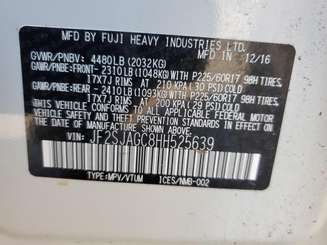 JF2SJAGC8HH525639 - 2017 SUBARU FORESTER 2.5I PREMIUM 白色 照片 14