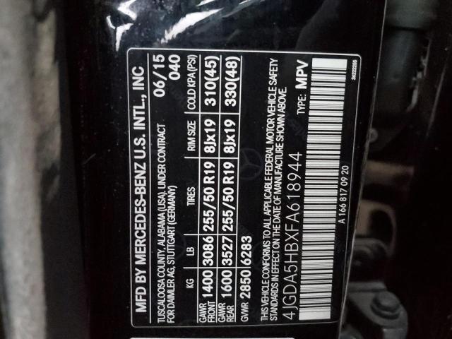 4JGDA5HBXFA618944 - 2015 MERCEDES-BENZ ML 350 4MATIC BLACK photo 13