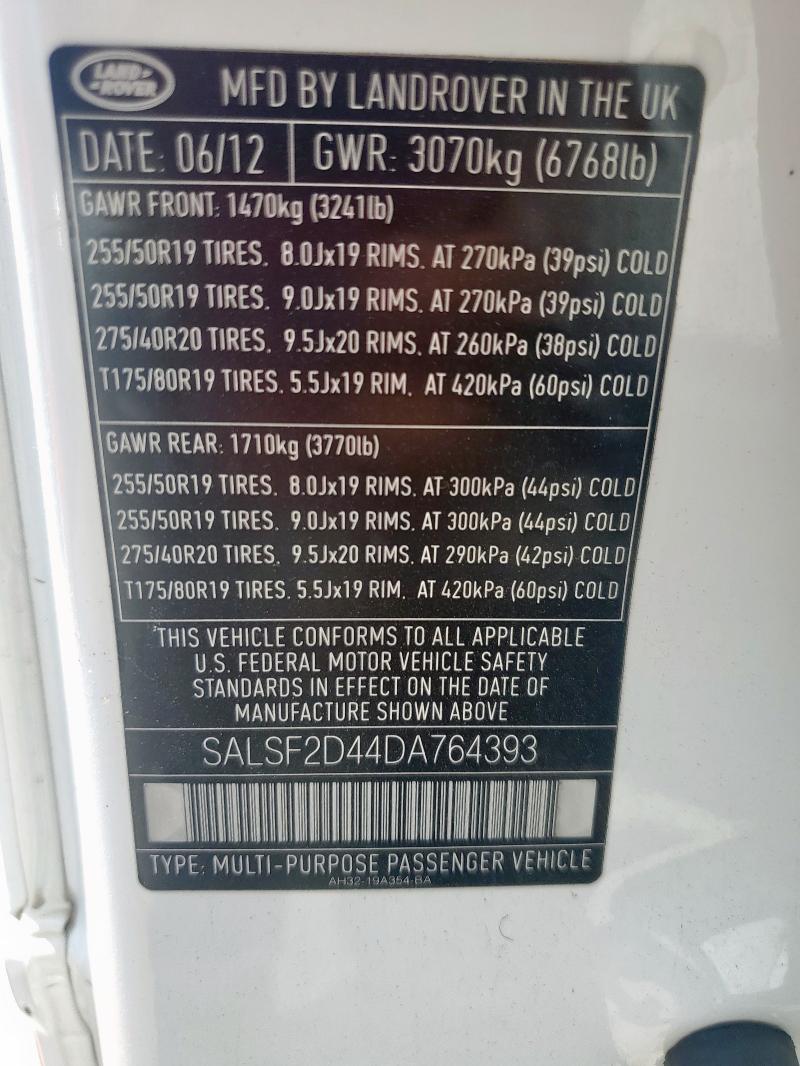 SALSF2D44DA764393 - 2013 LAND ROVER RANGE ROVE HSE WHITE photo 14