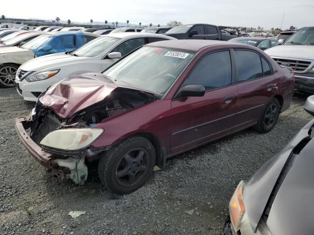 2HGES16354H917977 - 2004 HONDA CIVIC DX VP ბურგუნდია ფოტო 1