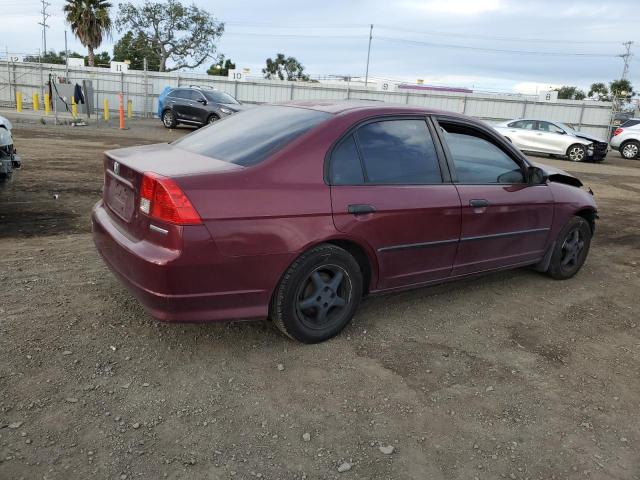 2HGES16354H917977 - 2004 HONDA CIVIC DX VP ბურგუნდია ფოტო 3