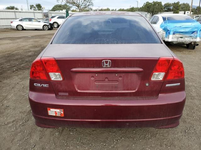 2HGES16354H917977 - 2004 HONDA CIVIC DX VP ბურგუნდია ფოტო 6