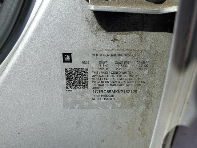 1G1BC5SMXK7152125 - 2019 CHEVROLET CRUZE LS SILVER photo 12