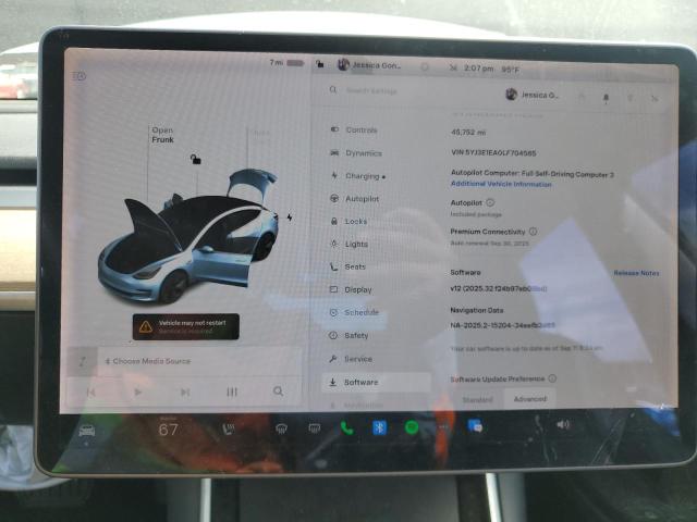 5YJ3E1EA0LF704565 - 2020 TESLA MODEL 3 BLACK photo 9