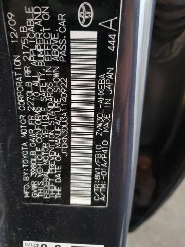 JTDKN3DU3A1140922 - 2010 TOYOTA PRIUS CHARCOAL photo 13