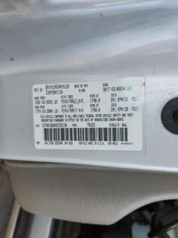 1D7HA18D04S723134 - 2004 DODGE RAM 1500 ST SILVER photo 12