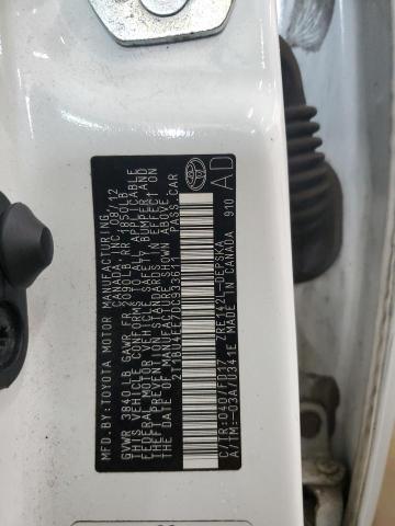 2T1BU4EE7DC933611 - 2013 TOYOTA COROLLA BASE Белый фото 12