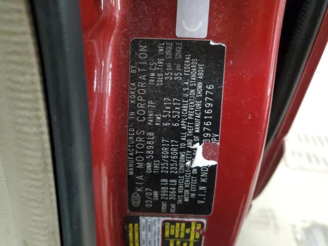 KNDMB233976169776 - 2007 KIA SEDONA EX RED photo 13