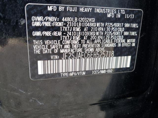 JF2SJAEC6EH525718 - 2014 SUBARU FORESTER 2.5I PREMIUM BLACK photo 12