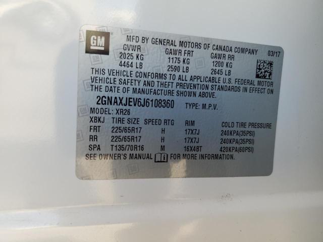 2GNAXJEV6J6108360 - 2018 CHEVROLET EQUINOX LT Ağ foto 12