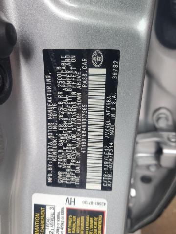 4T1BD1EB4HU057265 - 2017 TOYOTA AVALON HYBRID SILVER photo 13