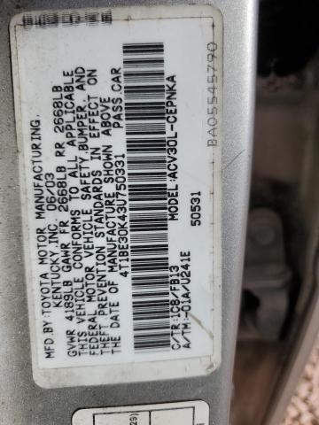 4T1BE30K43U750331 - 2003 TOYOTA CAMRY LE SILVER photo 12