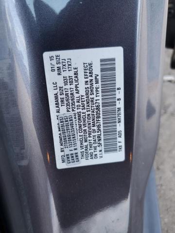 5FNRL5H67FB058671 - 2015 HONDA ODYSSEY EXL GRAY photo 13