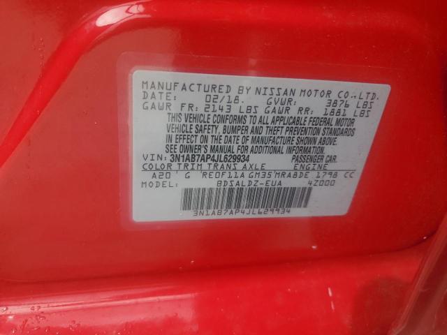 3N1AB7AP4JL629934 - 2018 NISSAN SENTRA S წითელი ფოტო 12