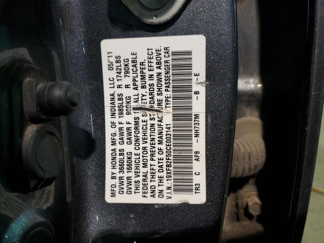 19XFB2F50CE003141 - 2012 HONDA CIVIC LX GRAY photo 13