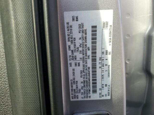 1FMCU0GD4KUA64740 - 2019 FORD ESCAPE SE Сріблястий фото 13