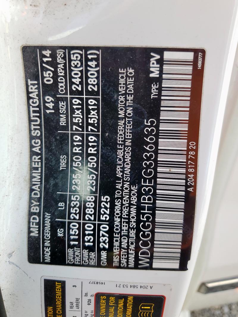 WDCGG5HB3EG336635 - 2014 MERCEDES-BENZ GLK 350 Ağ foto 13