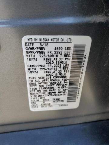 JN8AT2MT5JW492409 - 2018 NISSAN ROGUE S GRAY photo 13