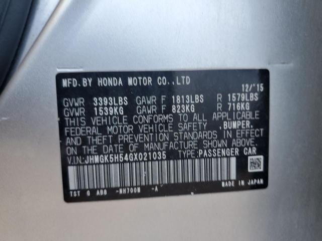 JHMGK5H54GX021035 - 2016 HONDA FIT LX SILVER photo 12