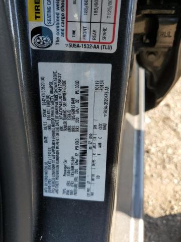 3FADP4EJ0FM178637 - 2015 FORD FIESTA SE GRAY photo 12