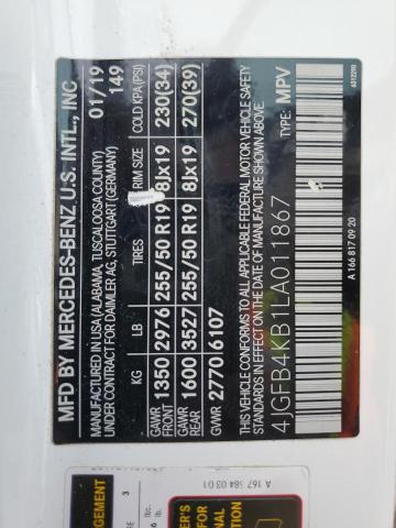 4JGFB4KB1LA011867 - 2020 MERCEDES-BENZ GLE 350 4MATIC WHITE photo 13