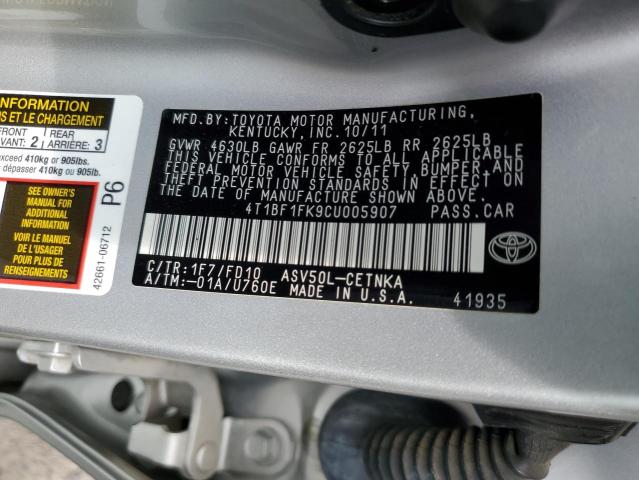 4T1BF1FK9CU005907 - 2012 TOYOTA CAMRY BASE 银色 照片 13