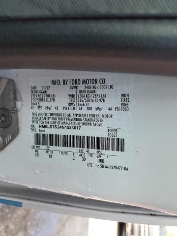 NM0LS7S24N1523017 - 2022 FORD TRANSIT CONNECT XL WHITE photo 12