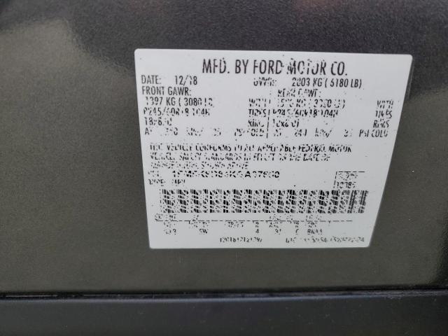 1FM5K8D84KGA87650 - 2019 FORD EXPLORER XLT CHARCOAL photo 13