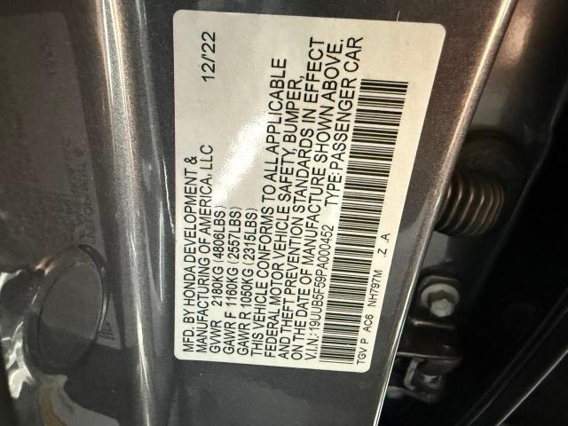 19UUB5F59PA000452 - 2023 ACURA TLX TECH A GRAY photo 10