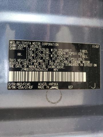 JTMBD33V786066334 - 2008 TOYOTA RAV4 ლურჯი ფოტო 13