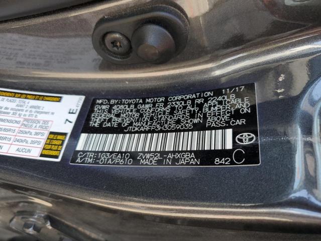 JTDKARFP3H3059035 - 2017 TOYOTA PRIUS PRIM 石墨色 照片 12