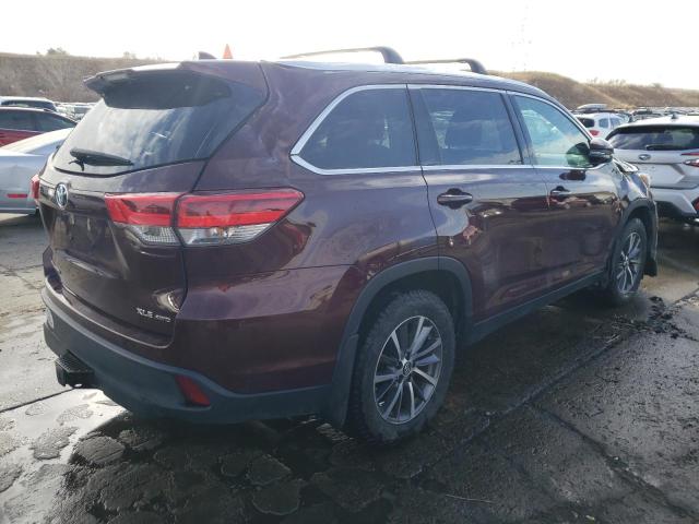 5TDJZRFH8KS741217 - 2019 TOYOTA HIGHLANDER SE BURGUNDY photo 3