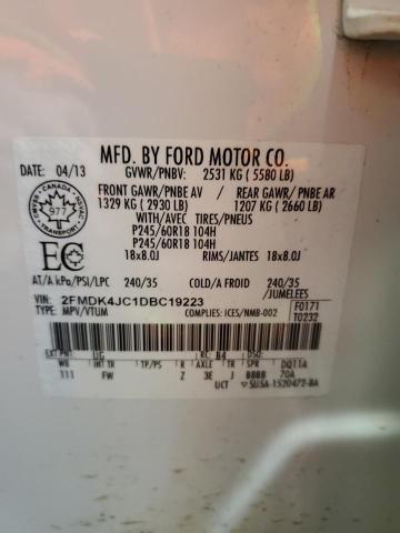 2FMDK4JC1DBC19223 - 2013 FORD EDGE SEL WHITE photo 14