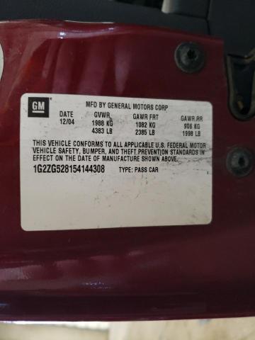 1G2ZG528154144308 - 2005 PONTIAC G6 BURGUNDY photo 12