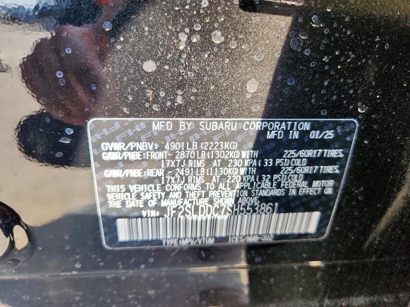 JF2SLDDC7SH553861 - 2025 SUBARU FORESTER PREMIUM BLACK photo 12
