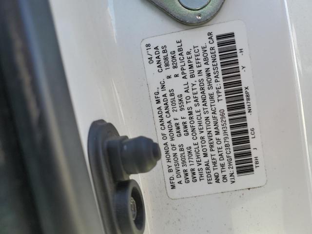 2HGFC3B79JH352960 - 2018 HONDA CIVIC EXL Weiß Foto 12