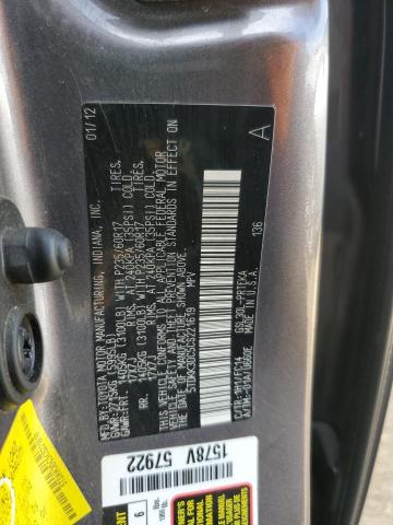 5TDKK3DC5CS221619 - 2012 TOYOTA SIENNA LE გრაფიტი ფოტო 13