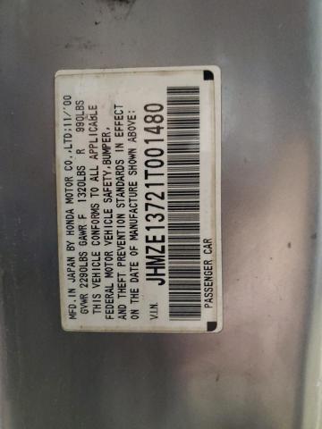 JHMZE13721T001480 - 2001 HONDA INSIGHT SILVER photo 12