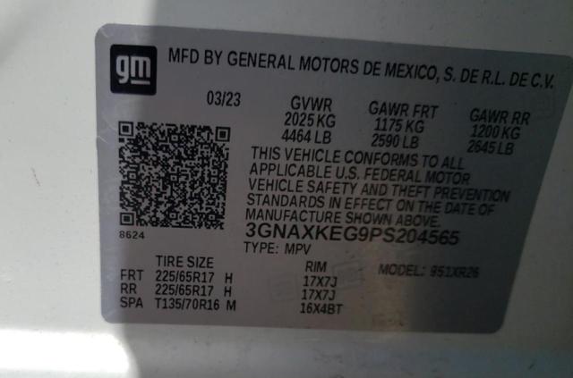 3GNAXKEG9PS204565 - 2023 CHEVROLET EQUINOX LT WHITE photo 13