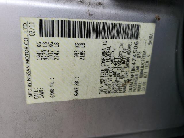 1N4AL2AP1BN474506 - 2011 NISSAN ALTIMA BASE ვერცხლისფერი ფოტო 12