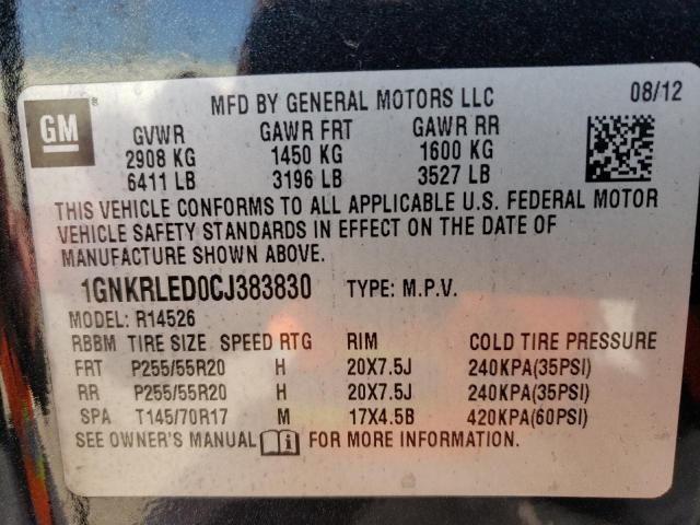 1GNKRLED0CJ383830 - 2012 CHEVROLET TRAVERSE LTZ GRAY photo 13