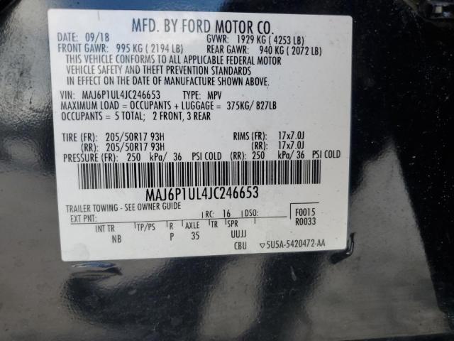 MAJ6P1UL4JC246653 - 2018 FORD ECOSPORT SE Սև լուսանկար 13